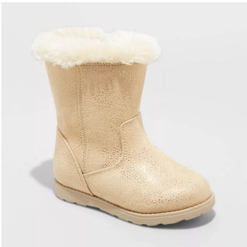 Toddler Girls' Leah Winter‎ Shearling Style Boots Gold- Cat & Jack™